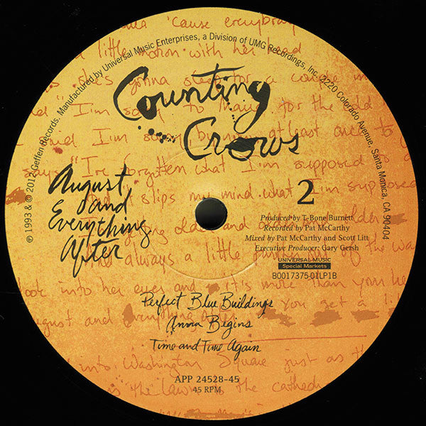 Counting Crows - August And Everything After (1993) - Mint- 2 LP Record 2012 Analogue Productions USA 200 gram Audiophile Vinyl - Alternative Rock / Pop Rock