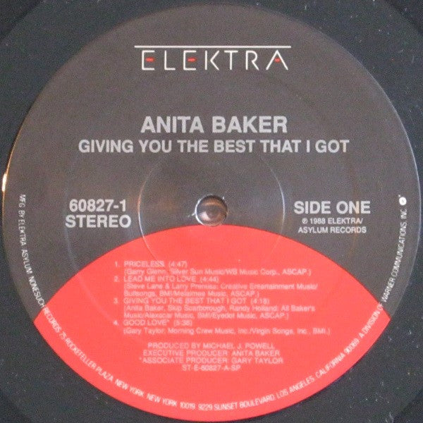 Anita Baker - Giving You The Best That I Got - VG+ LP Record 1988 Elektra USA Vinyl - Soul / R&B / Smooth Jazz - Shuga Records