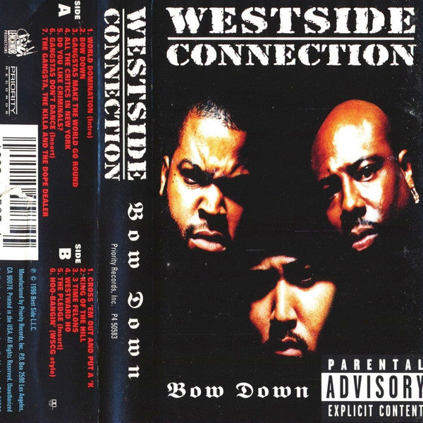 Westside Connection - Bow Down - Used Cassette 1996 Priority Tape - Hip Hop - Shuga Records