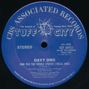 Davy DMX - One For The Treble (Fresh) - VG+ 12" Single Record 1984 Tuff City USA Vinyl - Hip Hop / Electro - Shuga Records