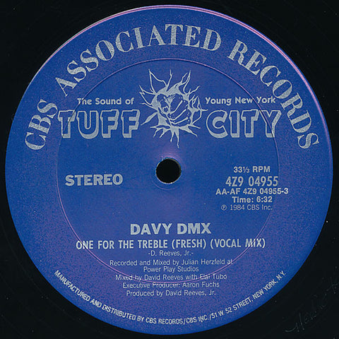 Davy DMX - One For The Treble (Fresh) - VG+ 12" Single Record 1984 Tuff City USA Vinyl - Hip Hop / Electro - Shuga Records