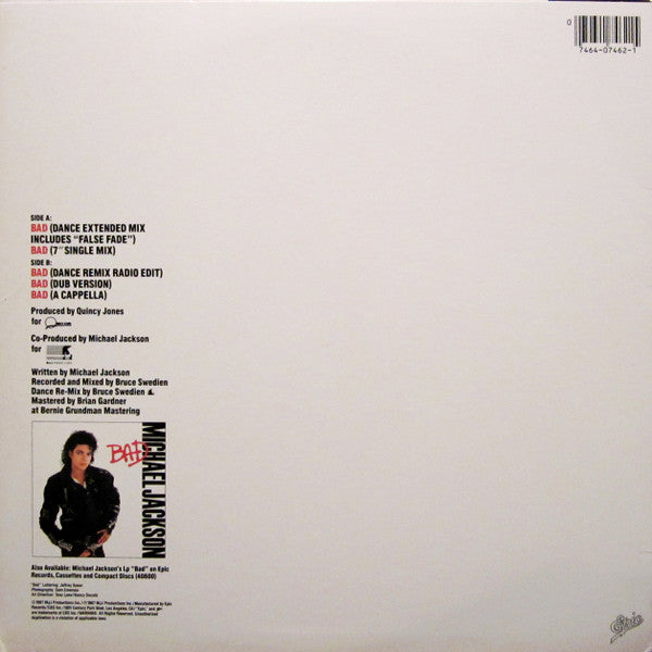 Michael Jackson - Bad - Mint- 12" Single Record 1987 Epic USA Original Press Vinyl - Synth-pop / Dance-pop