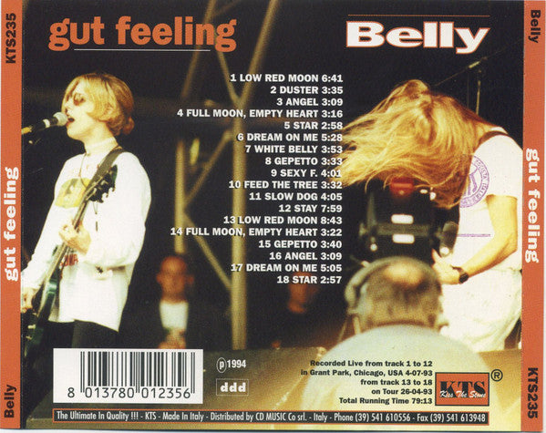 Belly - Gut Feeling - VG CD 1994 Kiss The Stone Italy RARE Unofficial - Rock / Rock