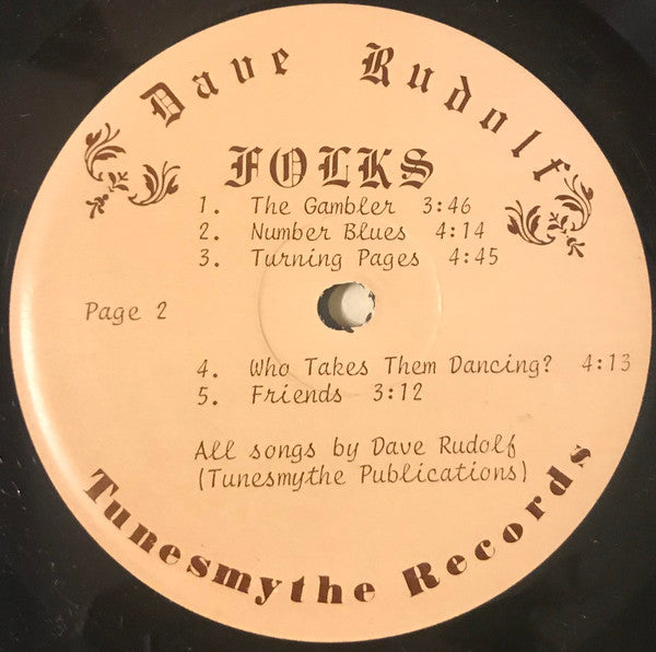 Dave Rudolf - Folks - VG+ LP Record 1976 Tunesmythe Private Press Outsider Illinois USA Vinyl & Book - Folk / Psychedelic