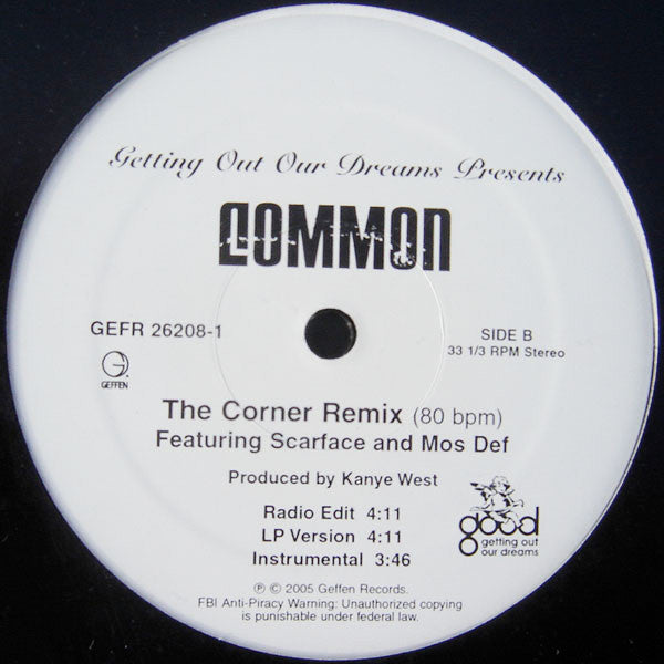 Common- The Corner (Remix) (Produced by Kanye West) - Mint- 12" Single Record 2005 Geffen / G.O.O.D. Music USA Promo Vinyl - Hip Hop