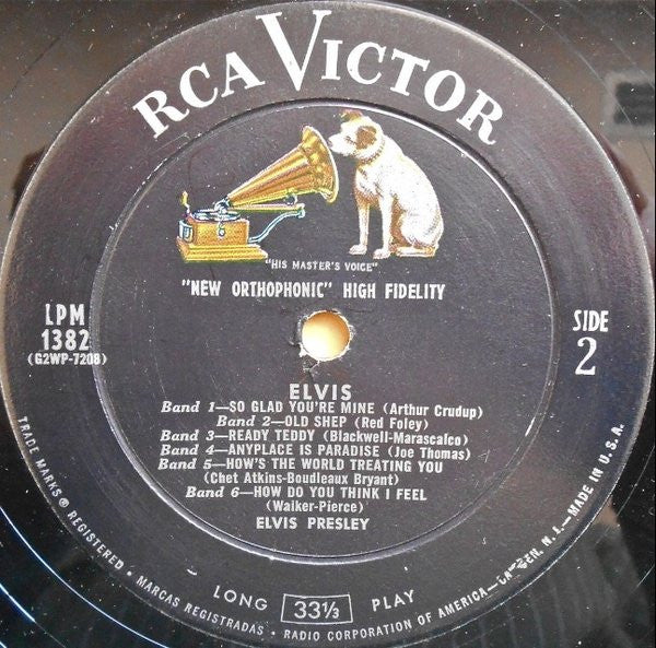 Elvis Presley - Elvis - VG LP Record 1956 RCA Victor USA Mono Original Vinyl & RARE Ad-back rear sleeve states "For added listening pleasure... try these!" in yellow - Rock & Roll / Pop Rock