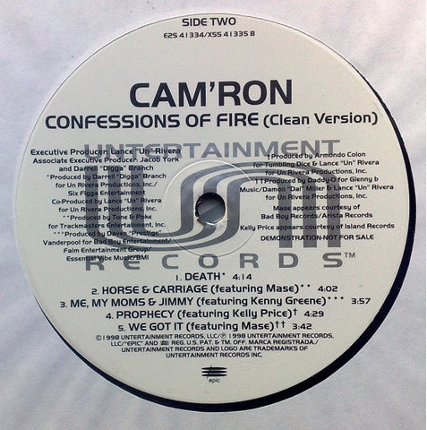 Cam'ron - Confessions Of Fire (Clean Version) - Mint- 2 LP Record 1998 Epic Untertainment USA Promo Vinyl - Hip Hop / Gangsta - Shuga Records