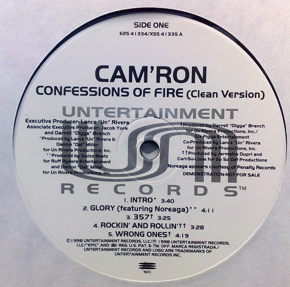 Cam'ron - Confessions Of Fire (Clean Version) - Mint- 2 LP Record 1998 Epic Untertainment USA Promo Vinyl - Hip Hop / Gangsta - Shuga Records