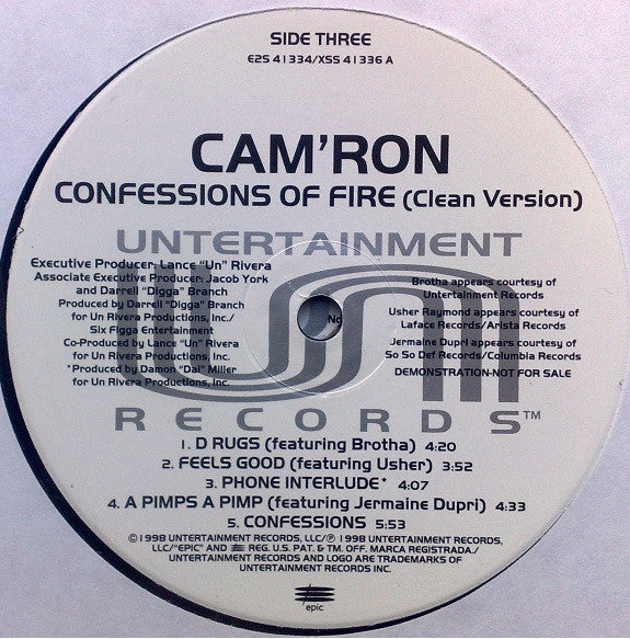 Cam'ron - Confessions Of Fire (Clean Version) - Mint- 2 LP Record 1998 Epic Untertainment USA Promo Vinyl - Hip Hop / Gangsta - Shuga Records