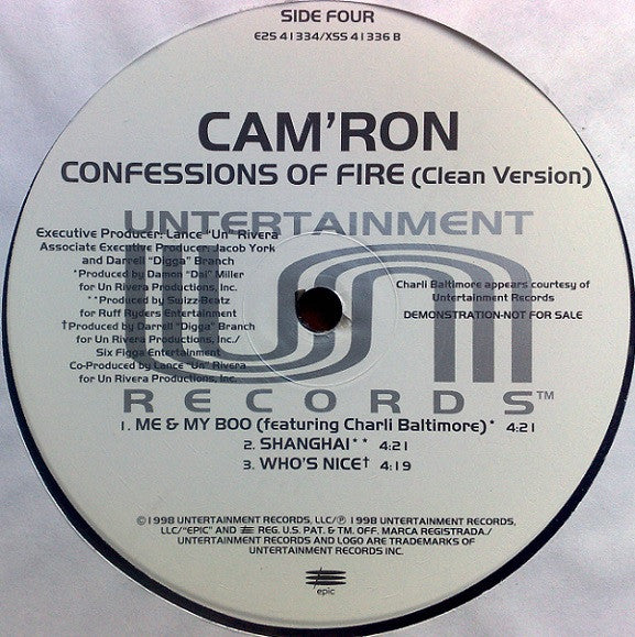 Cam'ron - Confessions Of Fire (Clean Version) - Mint- 2 LP Record 1998 Epic Untertainment USA Promo Vinyl - Hip Hop / Gangsta