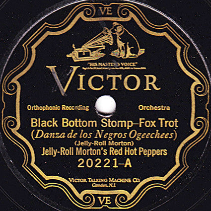 Jelly-Roll Morton's Red Hot Peppers - Black Bottom Stomp / The Chant - G+ 10" 78 RPM Record 1926 Victor USA Shellac - Jazz