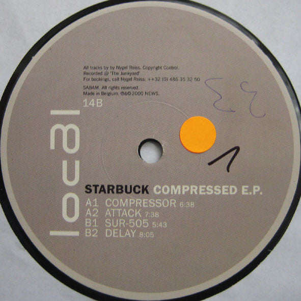 Starbuck - Compressed EP - Mint- 12" Single Record 2000 Local Belgium Vinyl - Techno / Tribal / Tech House - Shuga Records