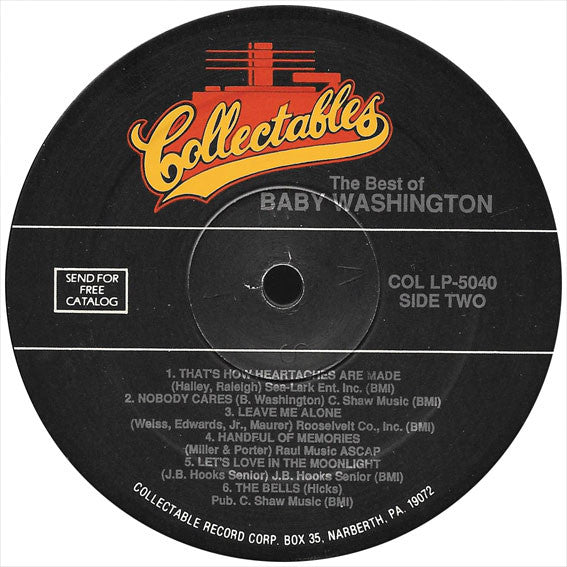 Baby Washington – The Best Of - Mint- LP Record 1970s Collectables USA Vinyl - Soul - Shuga Records