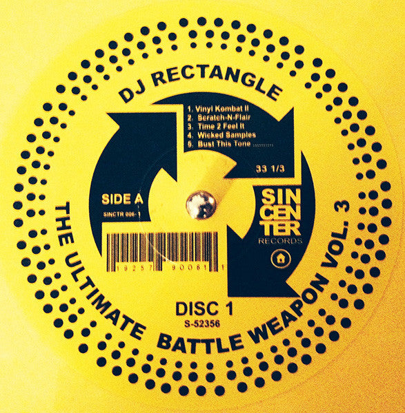 DJ Rectangle - The Ultimate Battle Weapon Vol. 3 - VG+ LP Record Sincenter UK Yellow Vinyl - Hip Hop / DJ Battle Tool - Shuga Records