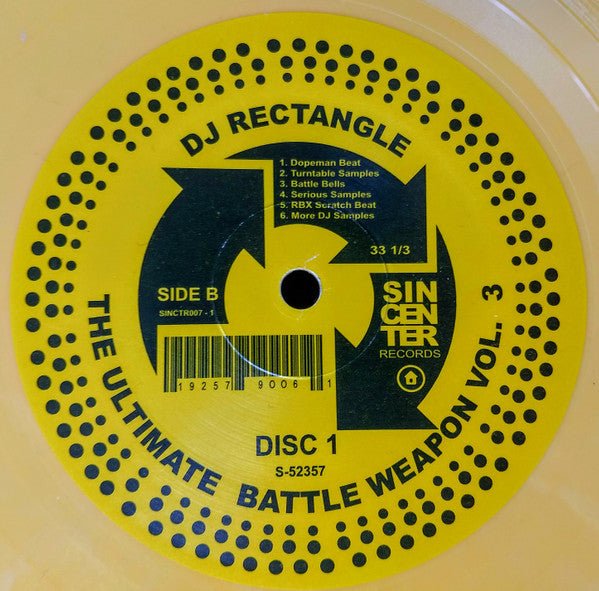 DJ Rectangle - The Ultimate Battle Weapon Vol. 3 - VG+ LP Record Sincenter UK Yellow Vinyl - Hip Hop / DJ Battle Tool - Shuga Records