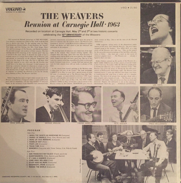 The Weavers - Reunion At Carnegie Hall 1963 - New LP Record 1970s Vanguard USA Stereo Vinyl - Folk - Shuga Records