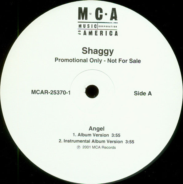 Shaggy - Angel - VG+ 12" Single Record 2001 MCA Promo Vinyl - Reggae-Pop / Reggae - Shuga Records