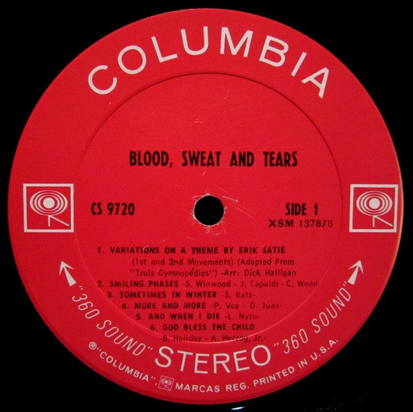 Blood, Sweat And Tears - Blood, Sweat And Tears - Mint- LP Record 1969 Columbia USA Original Press Vinyl - Classic Rock / Blues Rock / Jazz-Rock