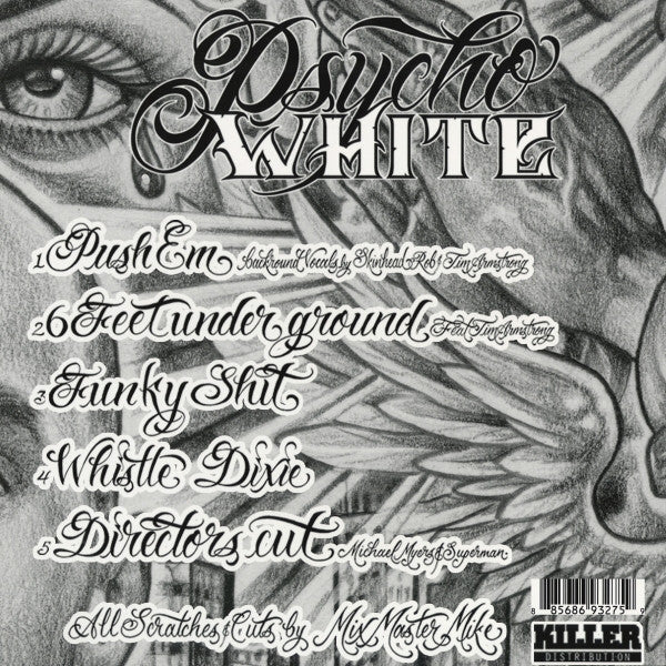 Travis Barker & Yelawolf - Psycho White - Mint- EP Record 2014 La Salle USA White Vinyl - Hip Hop / Pop Rap / Ska - Shuga Records