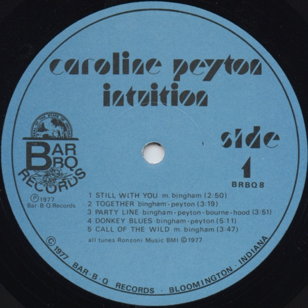 Caroline Peyton - Intuition - VG+ LP Record 1977 Bar-B-Q USA Private Indiana Vinyl - Soul-Jazz / Disco / Funk / Bossa Nova