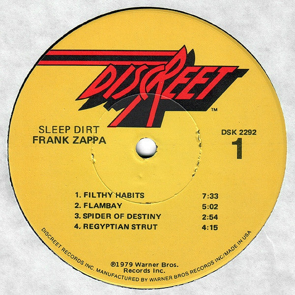 Frank Zappa - Sleep Dirt - VG+ LP Record 1979 Discreet USA Original Vinyl - Prog Rock / Psychedelic Rock / Jazz-Rock - Shuga Records