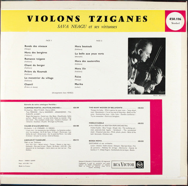 Sava Neagu et ses Virtuoses - Violons Tziganes - Mint- LP Record 1963 RCA France Vinyl - Folk / World Music