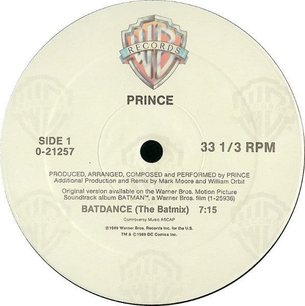 Prince - Batdance (The Batmix) / 200 Balloons - VG+ 12" Single Record 1989 Warner USA Original Vinyl - Pop Rock / House / Minneapolis Sound - Shuga Records