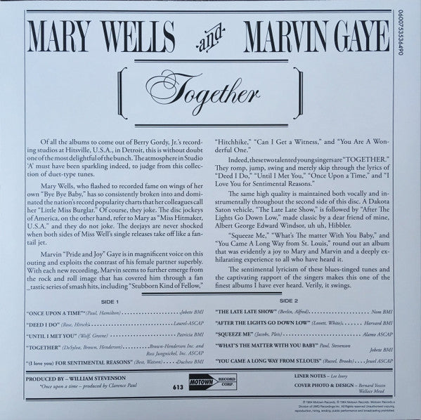 Marvin Gaye And Mary Wells - Together (1964) - New LP Record 2015 Motown USA 180 gram Vinyl - Soul - Shuga Records