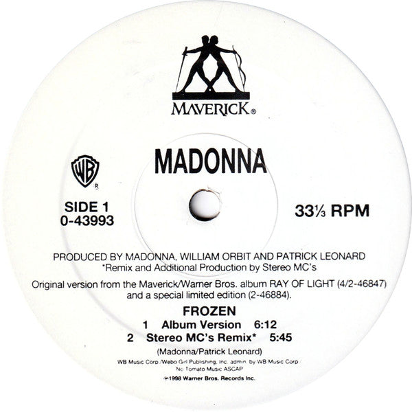 Madonna - Frozen - VG+ 12" Single Record 1998 Maverick Warner USA Vinyl - Pop / Electronic / House