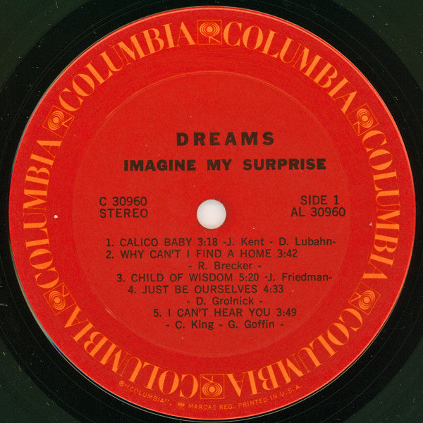 Dreams - Imagine My Surprise - VG+ LP Record 1971 Columbia USA Original Vinyl - Jazz / Bop / Fusion / Jazz-Rock - Shuga Records