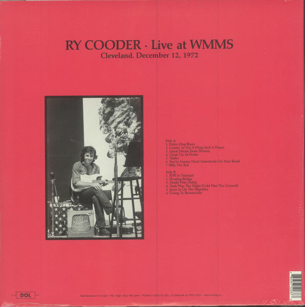 Ry Cooder - Live At WMMS - 1972 Cleveland - Mint- LP Record 2015 DOL 180 gram Vinyl - Rock / Folk Rock / Acoustic