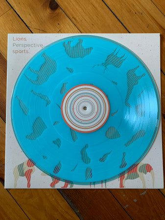 Lions  / Perspective, A Lovely Hand To Hold / sports. - SPLIT EP - Mint- Record 2016 Broken Rim Electric Blue Vinyl & Screen Printed B-side - Indie Rock / Emo