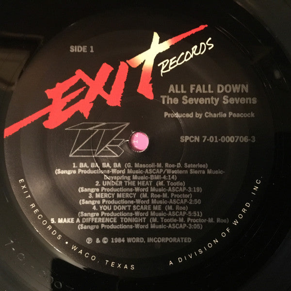 The Seventy Sevens - All Fall Down - VG+ LP Record 1984 Exit USA Vinyl - Alternative Rock / New Wave / Xian