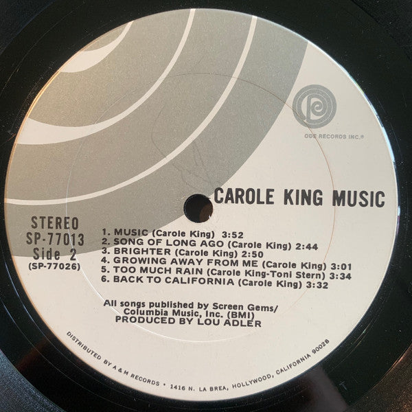 Carole King - Music - Mint- Stereo 1971 Ode USA Original Press Promo Gold Stamp Vinyl, Insert Sheet & Inner Sleeve - Pop Rock / Soft Rock / Folk Rock