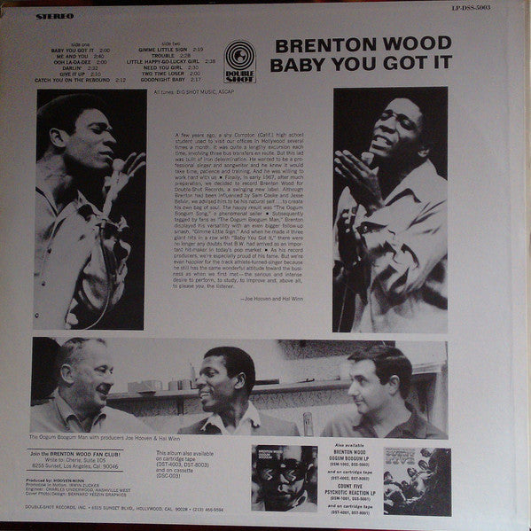 Brenton Wood - Baby You Got It - VG LP Record 1967 Double Shot USA Original Vinyl - Soul / Funk