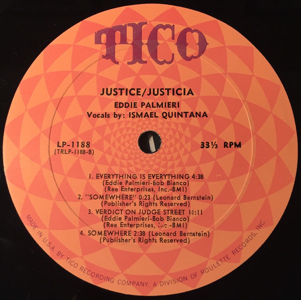 Eddie Palmieri - Justice / Justicia VG LP Record 1969 Tico USA Mono Original Vinyl - Latin Jazz / Jazz-Funk / Salsa