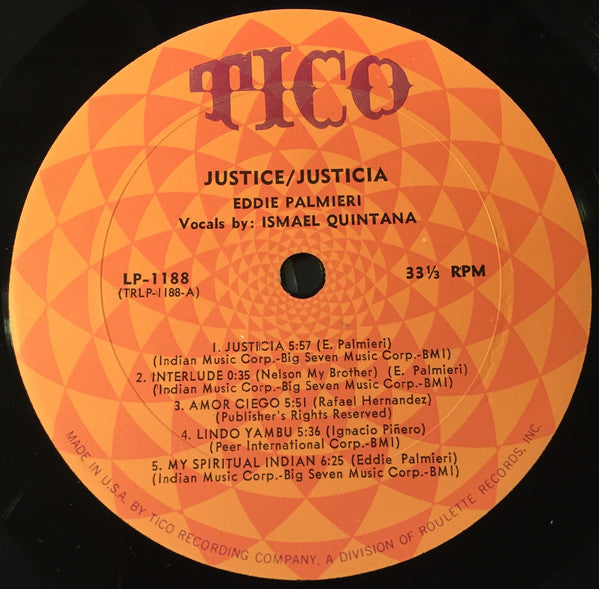 Eddie Palmieri - Justice / Justicia VG LP Record 1969 Tico USA Mono Original Vinyl - Latin Jazz / Jazz-Funk / Salsa