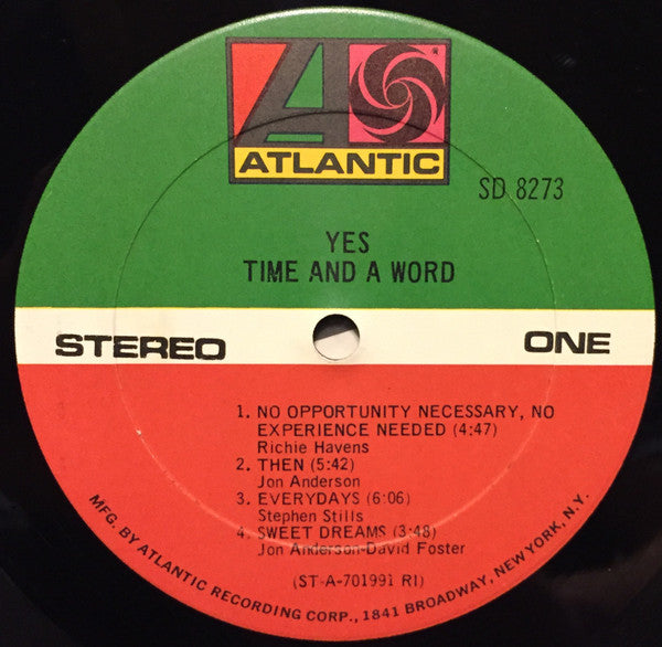 Yes - Time And A Word - VG+ LP Record 1970 Atlantic USA Original Vinyl - Rock / Prog Rock - Shuga Records