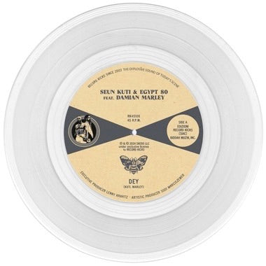 Seun Kuti, Egypt 80, & Damian Marley - Dey / Dey (Instrumental) - New 7" Single Record 2024 Record Kicks Transparent Vinyl - Afrobeat / Reggae