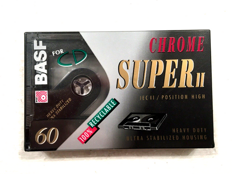 New Sealed NOS - BASF Chrome Super II 60 Audio Cassette Blank Tape Germany Type II Audiophile