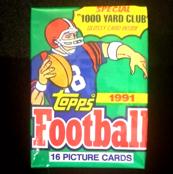 (1) One Pack - 1991 TOPPS NFL Football Trading Card - 16 Cards - Shuga Records