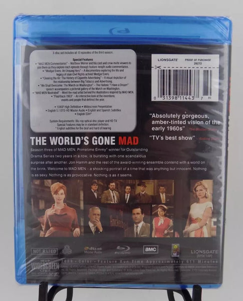 Mad Men: Season Three (2009) - New M Bluray 2009 Lionsgate Sealed DVD