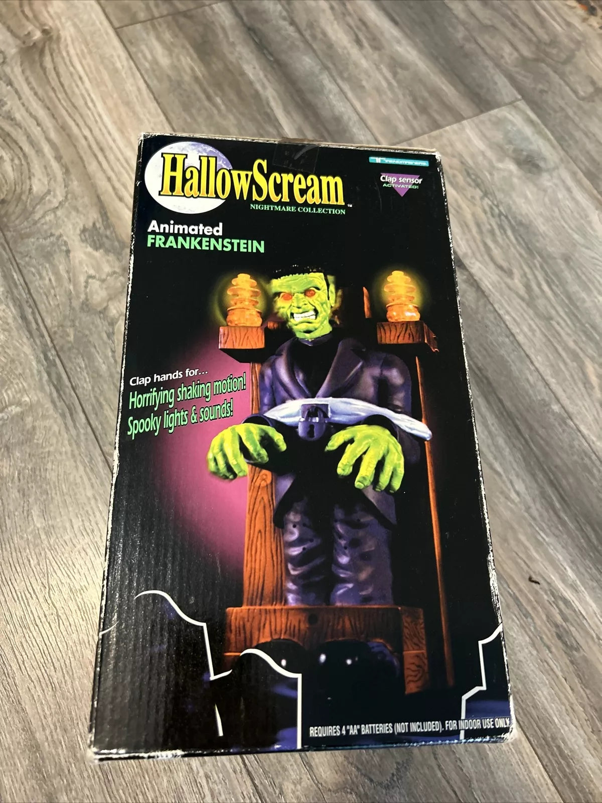 Halloween Vintage 1997 - HallowScream - Animated Frankenstein - Electric Chair Shaking - Mint in Box - Shuga Records