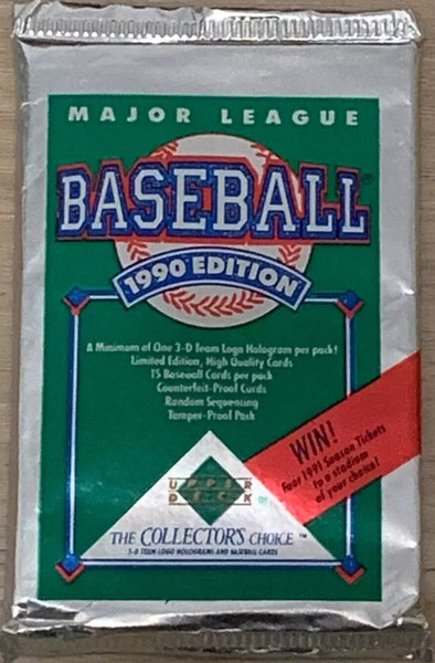 (1) One Pack - New Sealed 1990 Upper Deck MLB Baseball Trading Card Pack - 15 Cards