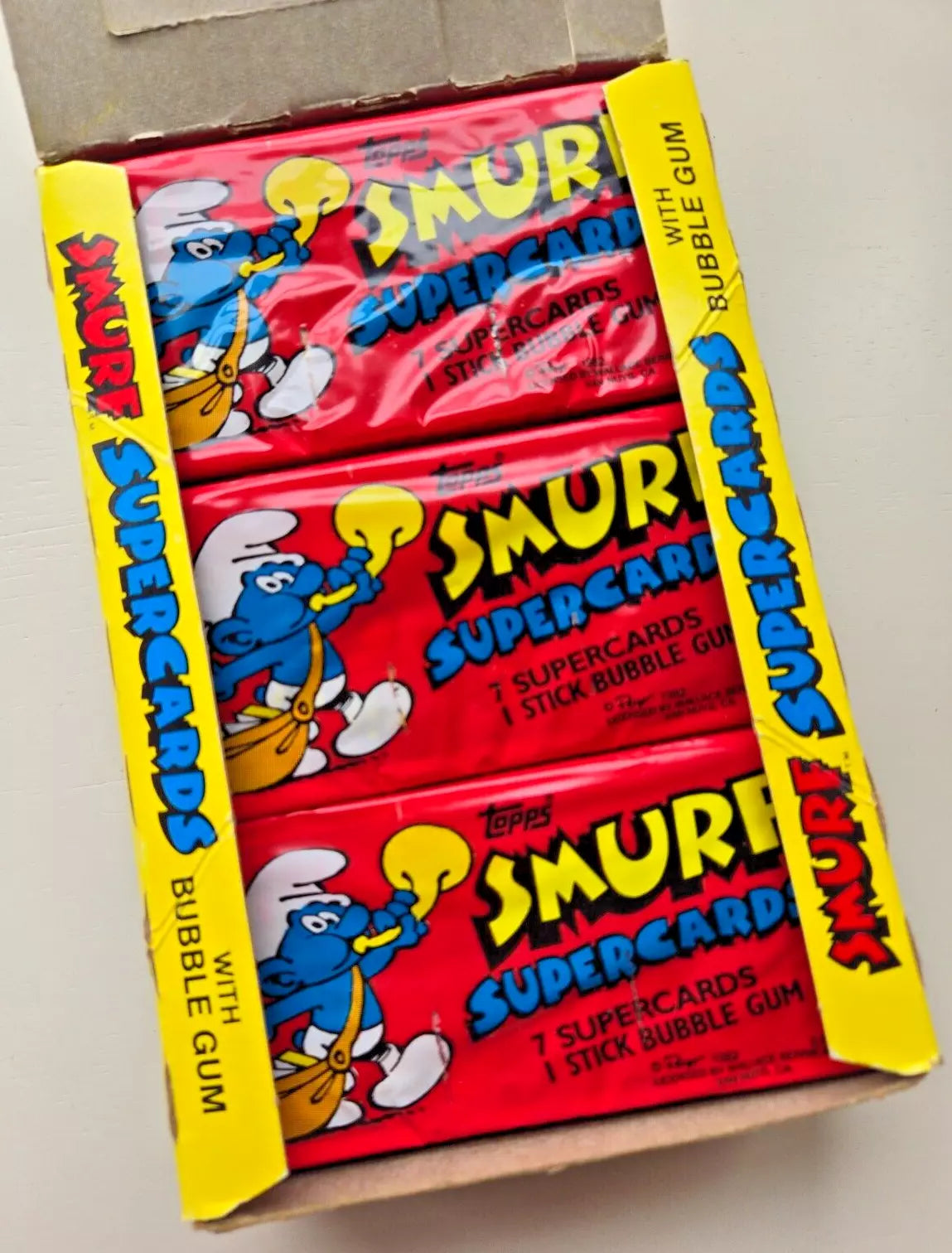 (1) One Pack - New 1982 Topps SMURFS SMURF SUPERCARDS Giant - 7 Cards - Shuga Records