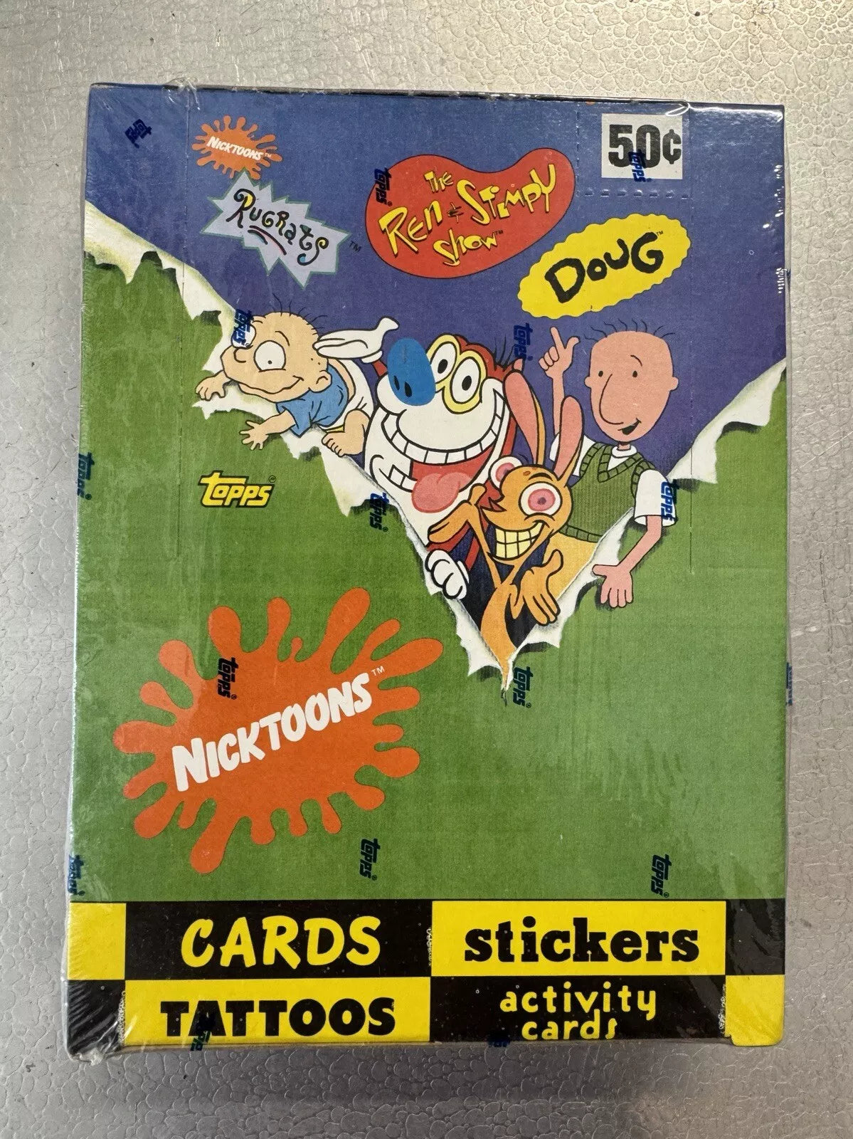 (1) One Pack - New 1993 Topps Nicktoons Nickelodeon Ren & Stimpy / Rugrats / Doug Trading Card - 4 Cards, 1 Sticker, 8 Tattoos, 1 Activity Card