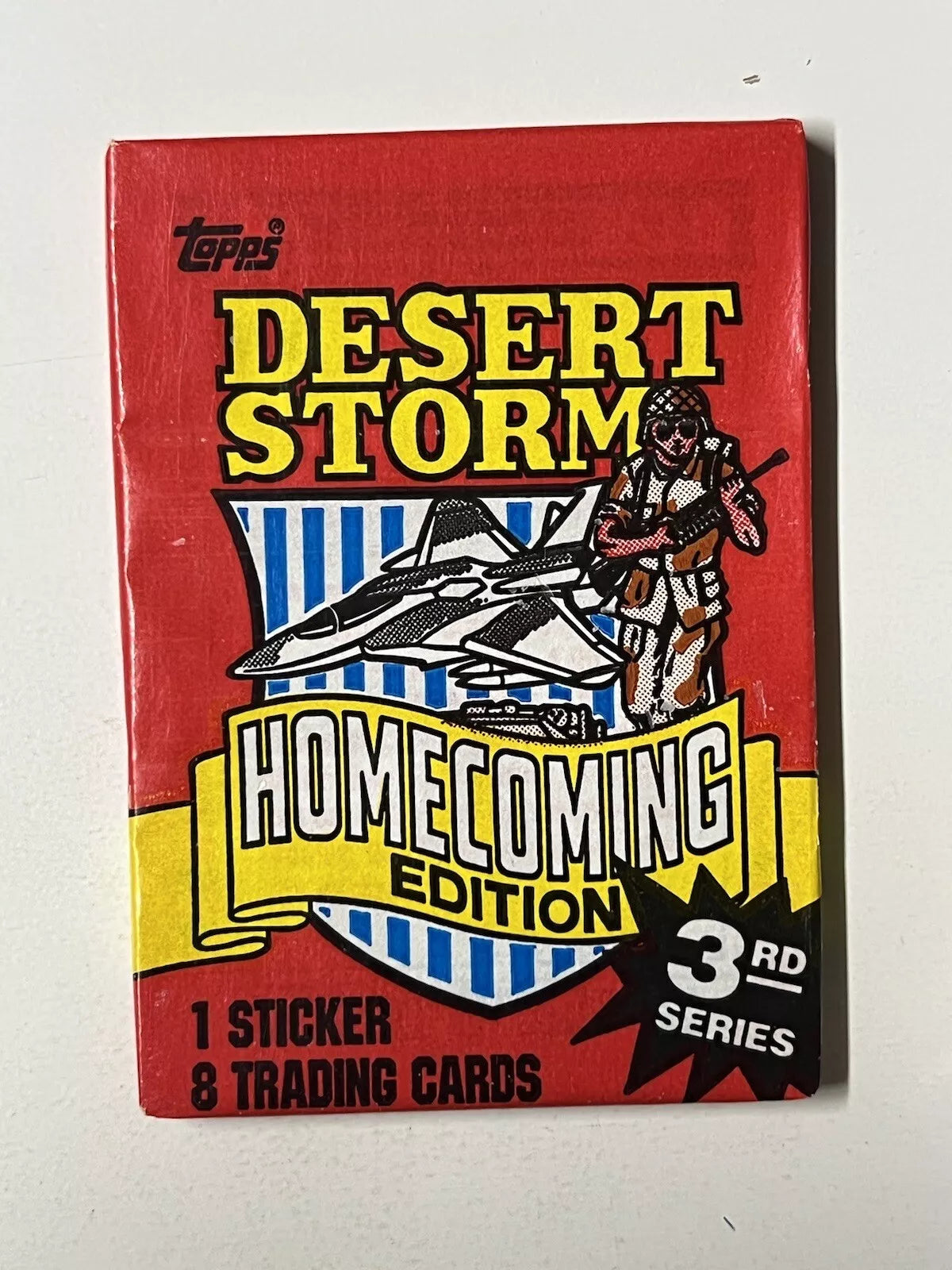 (1) One Pack - 1991 TOPPS Desert Storm 3rd Series Trading Card Homecoming Edition - 8 Cards & 1 Sticker - Shuga Records