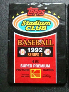 (1) One Pack - New Sealed 1992 Topps Stadium Club Series 2 MLB Baseball Trading Card Pack - 15 Cards