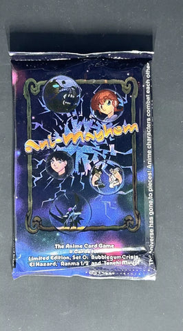 (1) One Booster Pack - 1995 PIONEER ANI-MAYHEM Set #0 - Anime Series Bubblegum Crisis, El Hazard, Ranma 1/2, Tenchi Muyo Trading Card Game - 9 Cards - Shuga Records