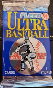 (1) One Pack - New Sealed 1991 FLEER ULTRA MLB Baseball Trading Card Pack - 14 Cards & 1 Sticker